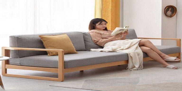 Ghế sofa gỗ sồi tự nhiên có tủ đựng đồ